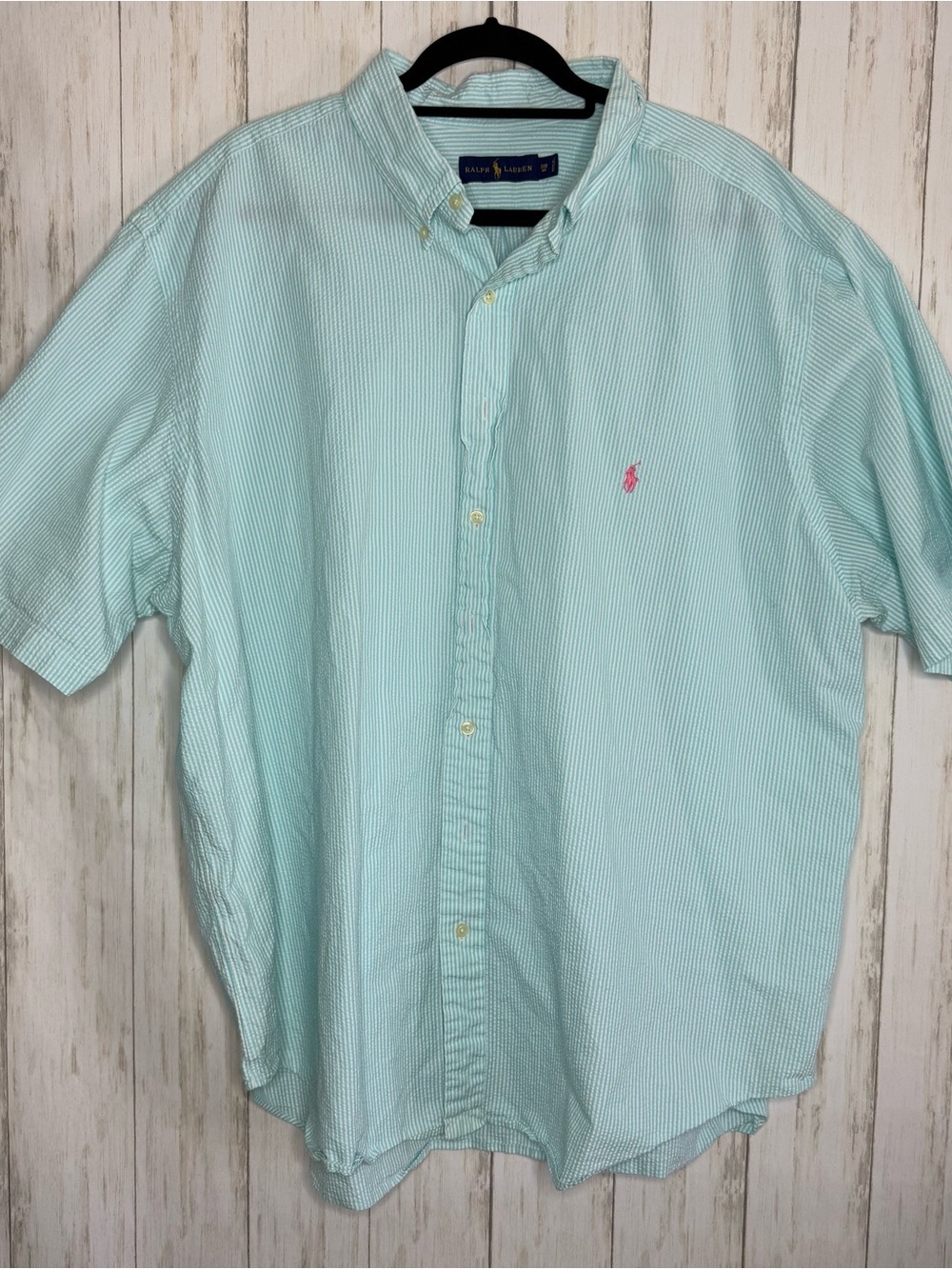 Ralph Lauren Men's Mint Short-Sleeve Button-Down Shirt 3X